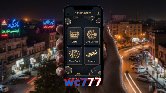 Main screen of Wc777 app page for PK players